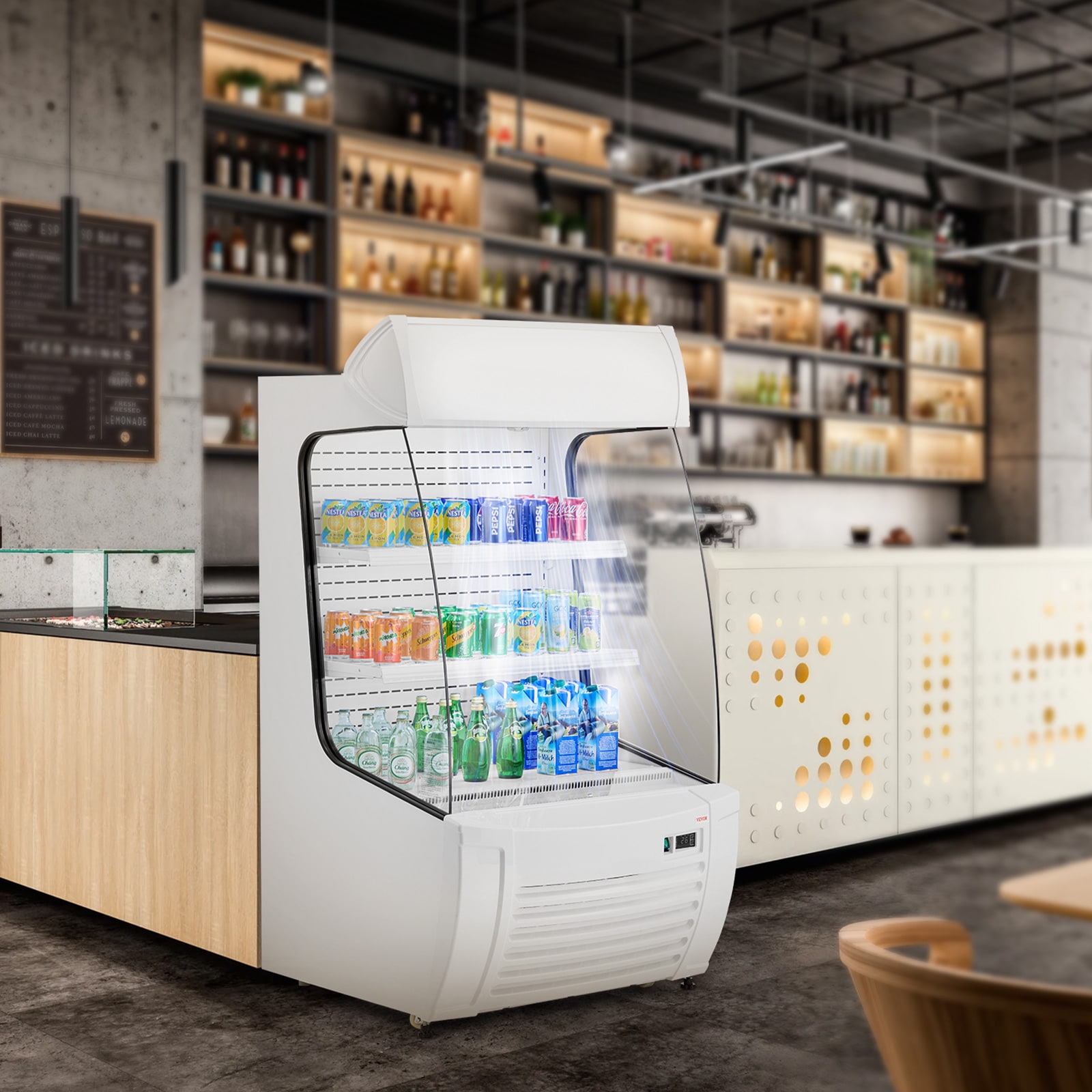 Open Air Merchandiser 2-Tier Display Cooler With Air Curtain 12.7cu.ft._voghion.com